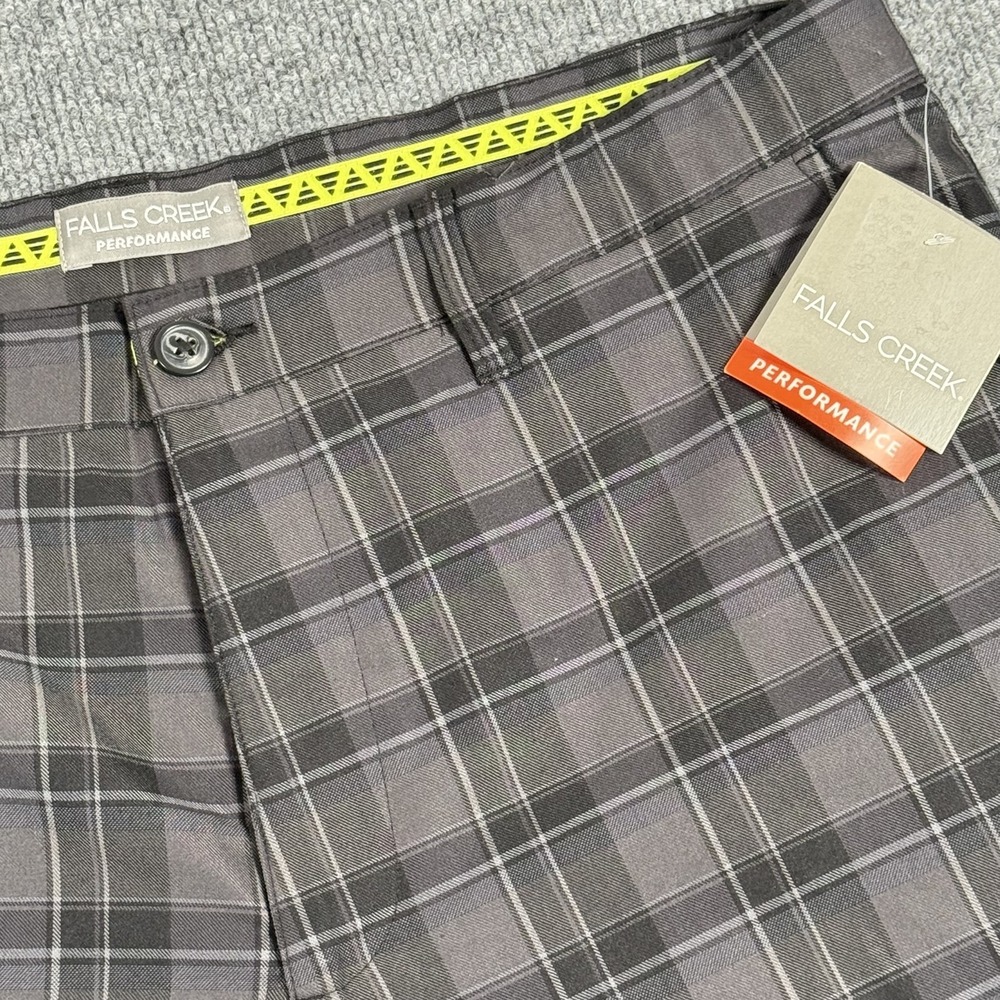 Falls Creek Shorts Mens 38 Gray Plaid Performance Stretch Fast Dri UPF 30 Golf